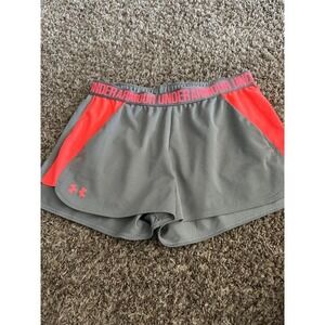 Under Armour Womens Athletic Shorts Gray Neon‎ Pink Activewear L/G Large Gym